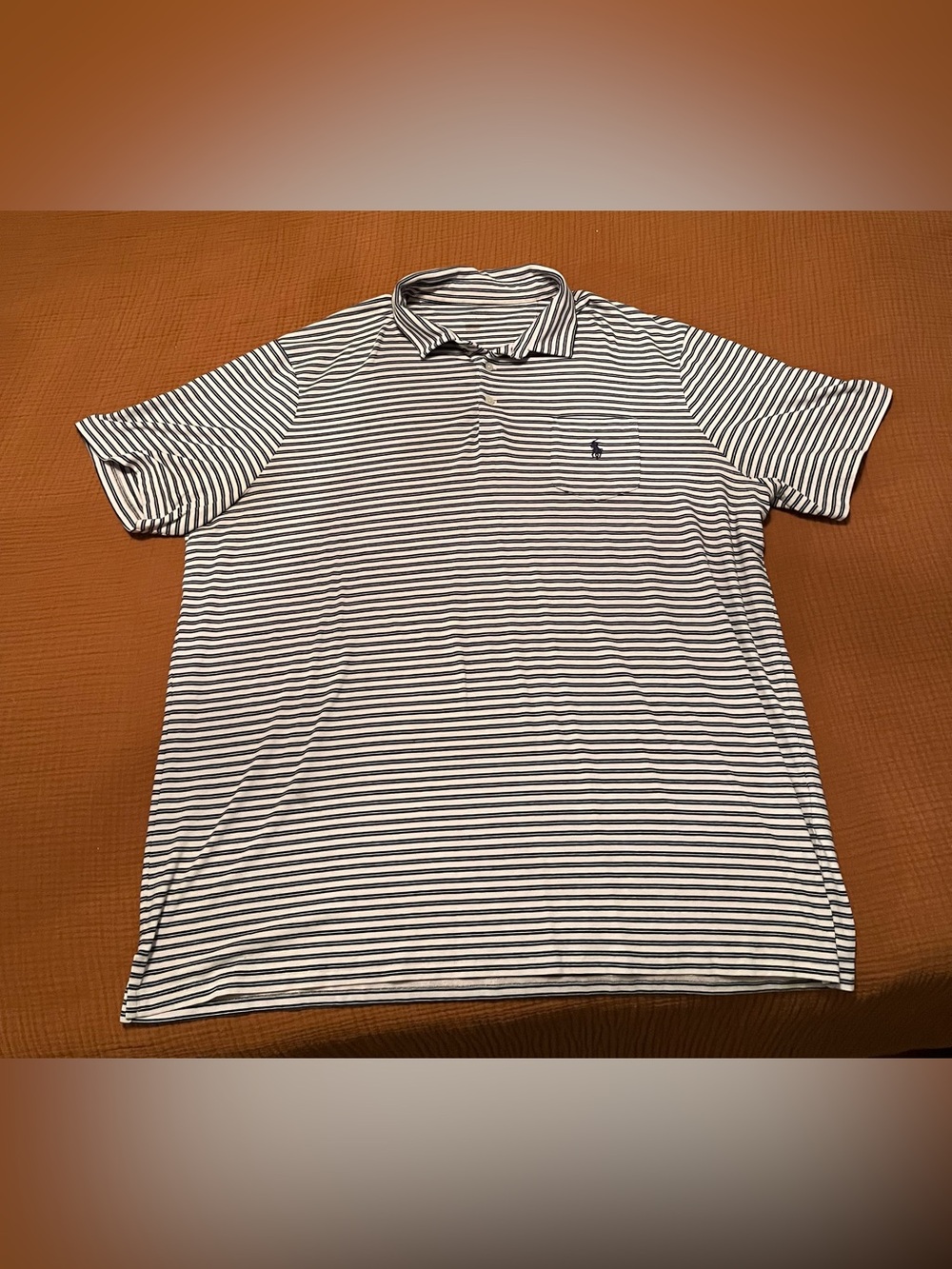 Ralph Lauren Light Pink & Black Striped Pocket Polo